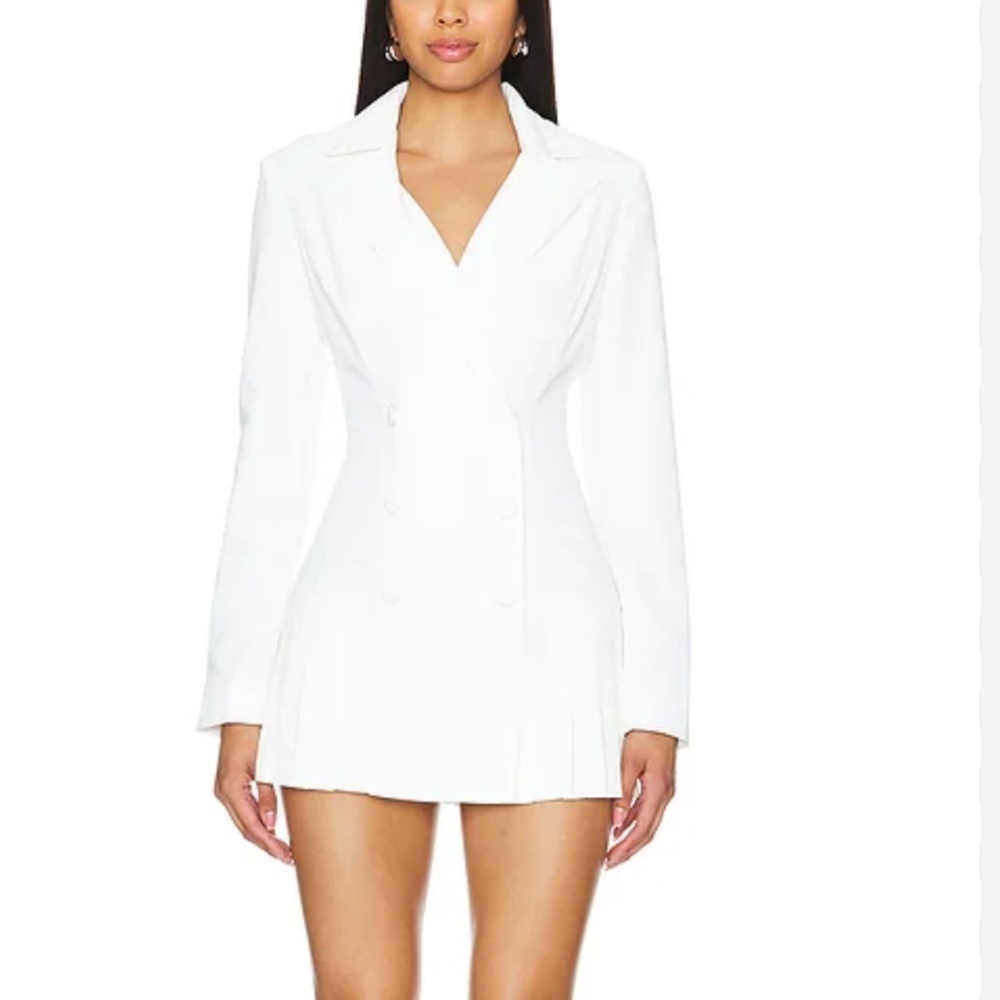 More To Come Iris Blazer Dress White mini pleated jacket Revolve NEW S
